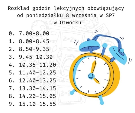 Nowy rozkład godzin lekcyjnych