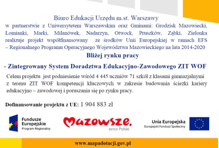 Projekt unijny - BLIŻEJ RYNKU PRACY